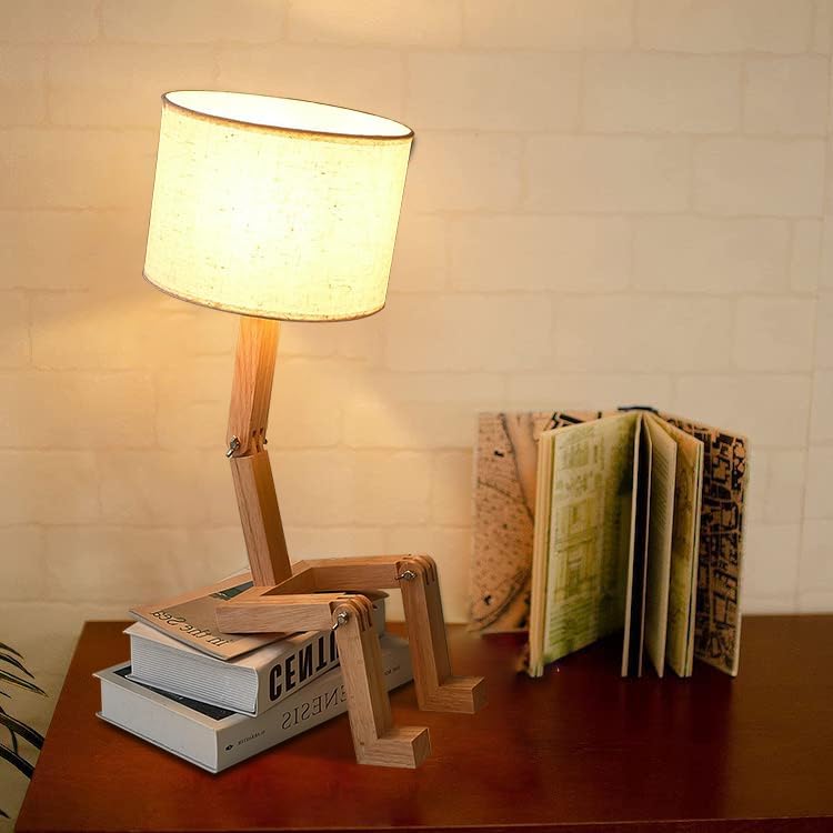 Miniatura 3 de Linda lámpara de escritorio, lámparas únicas, lámpara de mesa de madera, patas y brazos ajustables, lámparas frescas de escritorio para el hogar,