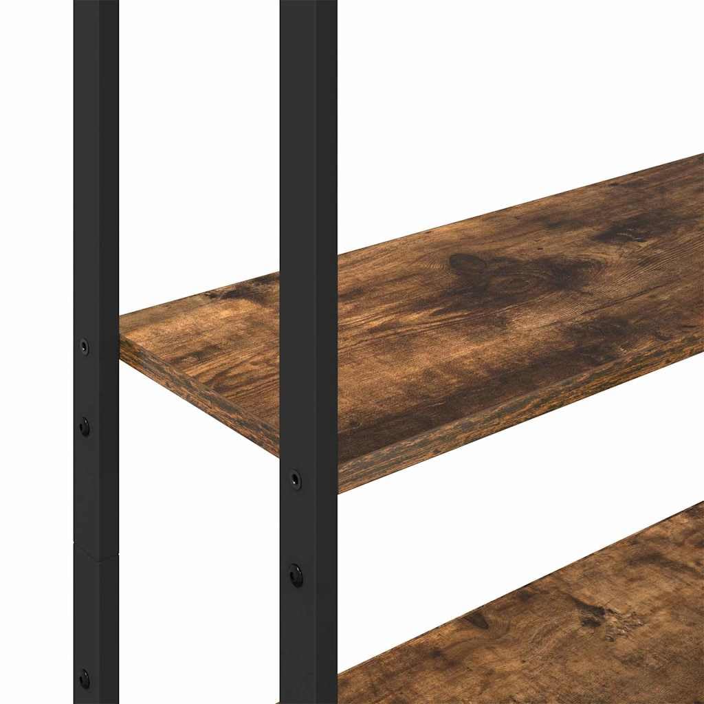 Szafka na książki z dymnym dębem, 60 x 24 x 161 cm | Wielowarstwowe drewno, stal, 6 półek, 1 drzwi, duża przestrzeń, solidna konstrukcja