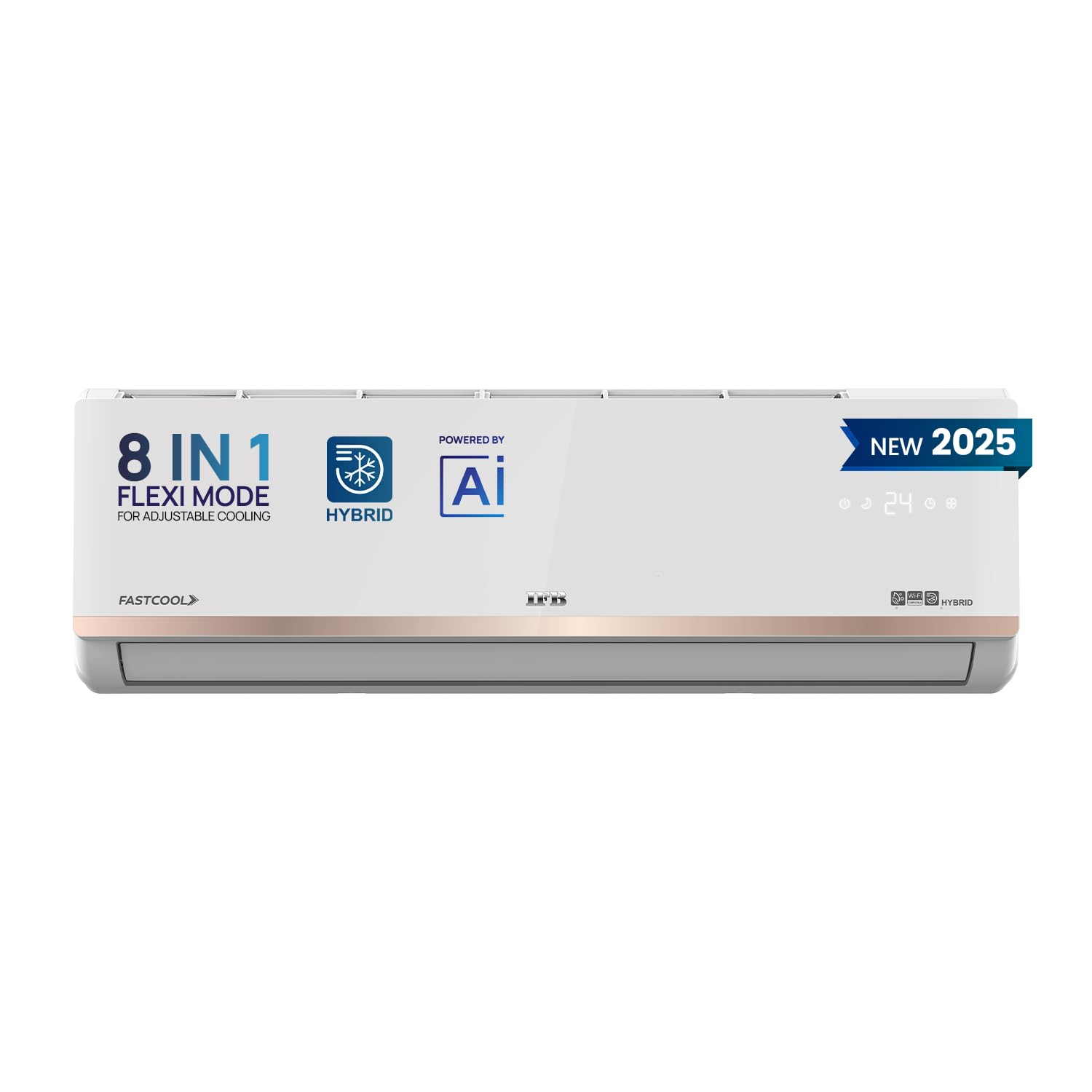 IFB 2025 Model Gold Pro Series 1 Ton 5 Star Split AC with Hybrid Technology, Works upto 55°C, 4-Way Swing, Higher Cooling Capacity, Self-Clean & AI - White (CI145GN21RGN1, Copper Condenser)