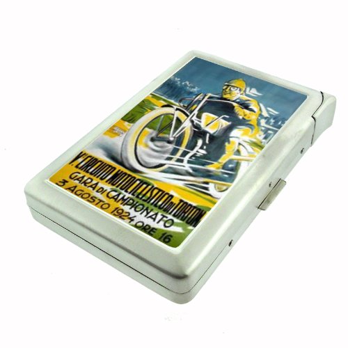 Motorcycle 1924 Italy Retro Double-Sided Cigarette Case with Lighter, ID Holder, and Wallet D-121