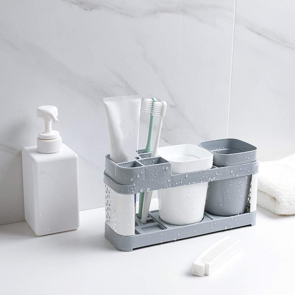 Dergo Toothbrush holder Family Toothbrush Holder Stand Set Shelf Bathroom Toothpaste Storage Rack UK