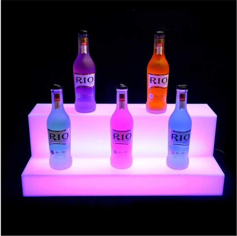 LED-beleuchtete Barregale – 2-stöckiges beleuchtetes Acryl-Likördisplay mit farbwechselbaren Lichtern für Hausbar und Veranstaltungen (80 x 21 x 17 cm)