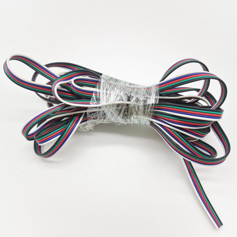 Hot 2Pin 3Pin 4Pin 5Pin 6Pin 22AWG Electric Extension Wire Cable Connector for 5050 2835 RGB RGBW RGBWW RGBCCT LED Strip Light - (Color: 5Pin, Package: 20m)