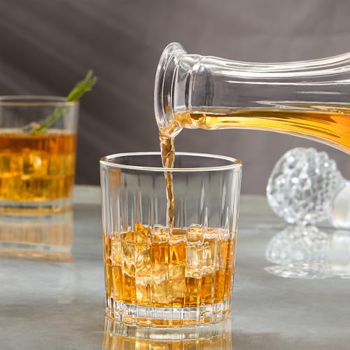 Image of Borosil 300ml 6pc Charm Whiskey Glass Set | Made in India Borosilicate Glass Premium Bar Tumbler for Drinking Bourbon, Scotch, Cognac, Cocktails, Juice etc. | Heavy Base, Transparent