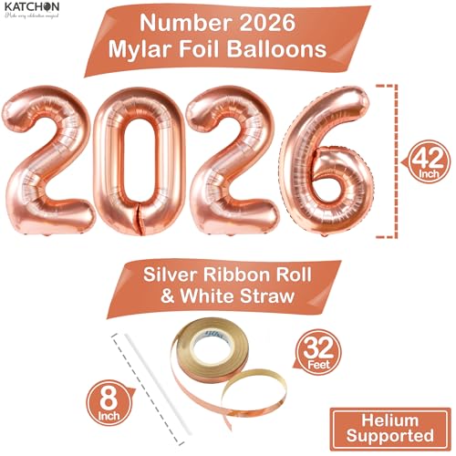 Image of Rose Gold 2026 Balloons 42 Inch, Rose Gold Graduation Decorations 2026, Foil Number 2026 Graduation Balloons Class of 2026 Decorations | Graduation Party Decorations | Prom Decorations 2026, Katchon