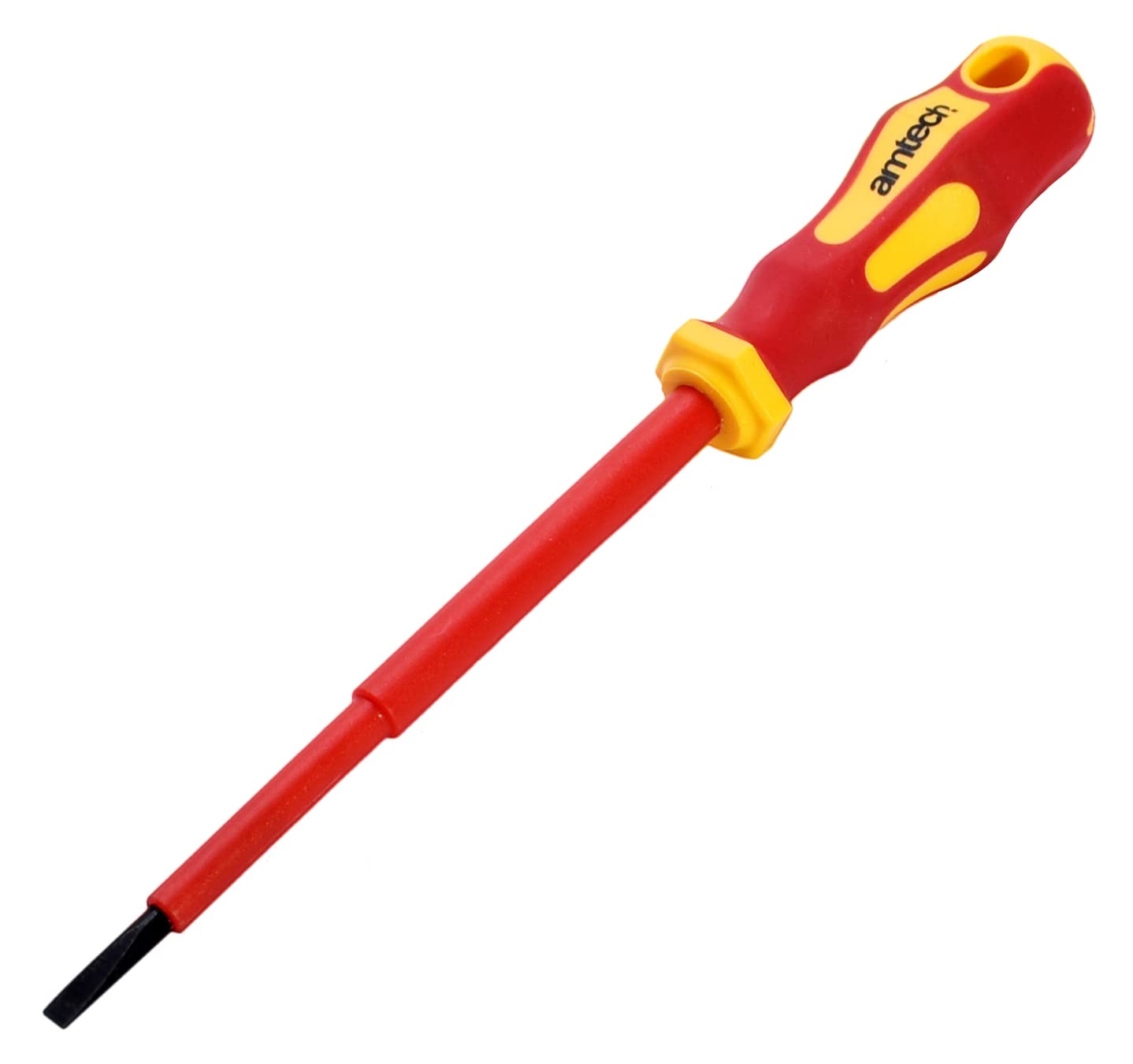 AmtechL0657 3.5mm x 100mm Slotted VDE 1000V Electrical Screwdriver, Yellow & Red