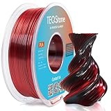 TEQStone Dual Color Silk PLA Filament 1.75mm Black Red 1KG, Shiny High Gloss Finish, Seamless Color Transition, Neatly Wound, Accuracy +/-0.02mm Vacuum Packaging