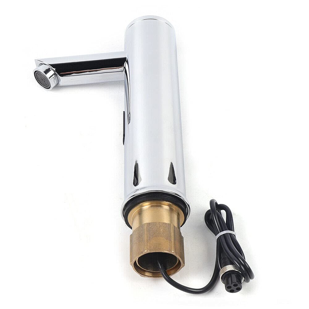 20cm Infrarot Sensor Wasserhahn Bad Chrom Automatik Waschtischarmatur Sensible Smart Touch Control Bad Kaltwasser Waschtischarmaturen Geeignet für Bad, WC, Küche