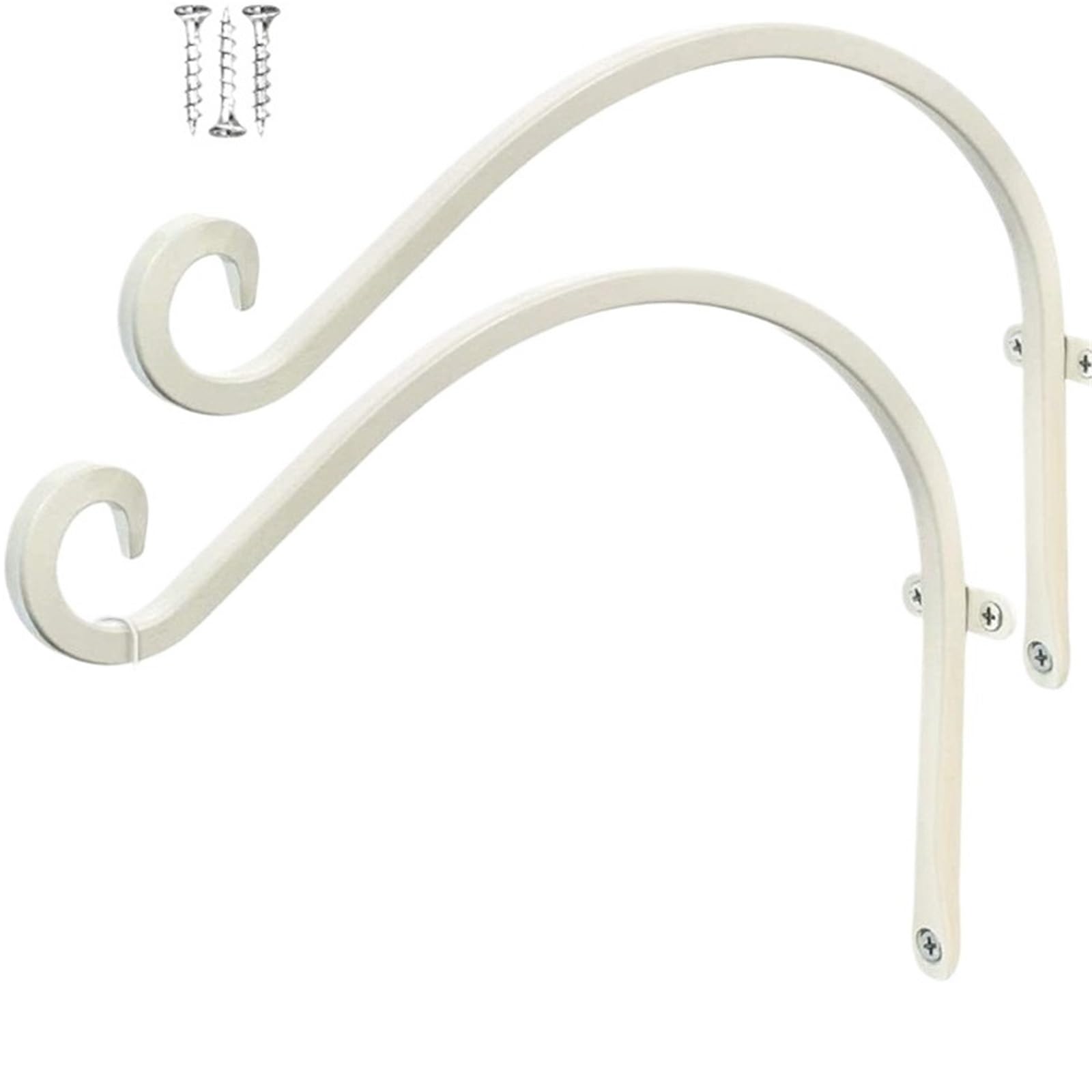 HUWOYG 2 Pack 12 Inch Hanging Plant Bracket Wall Hooks Decorative Hangers for Outdoor Bird Feeders, Wind Chimes Baskets for Plants(White)