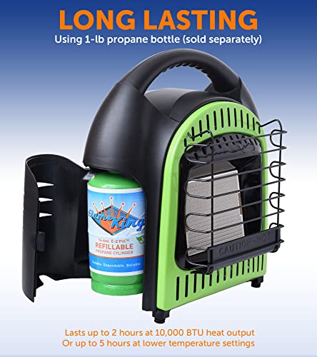 Flame King Ysn-Chs10 10,000 Btu Propane Space Radiant Portable Heater Indoor* & Outdoor For Camping, Garage, Ice Fishing, Patio, Green/Black 10K #TOP6