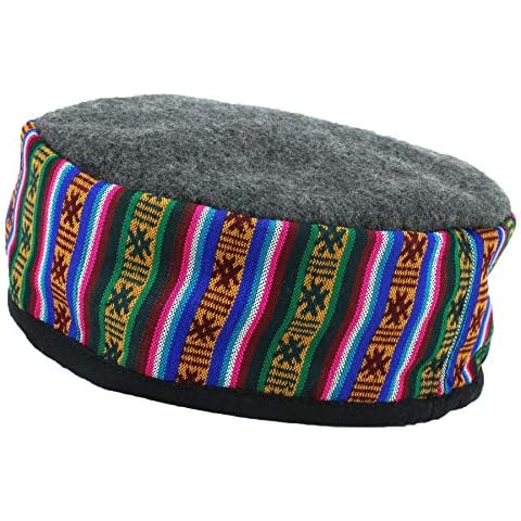 Siesta Wool Blend Smoking Hat Nepalese Thinking Lounging Cap - Grey - Medium Cover