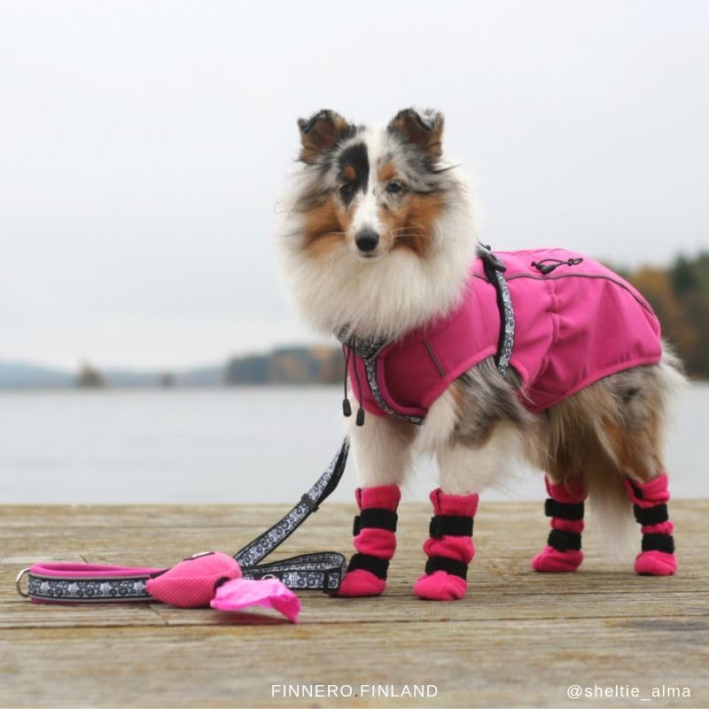 FINNERO Sport Softshell Hundejacke – Winddicht, reflektierend und fleecegefüttert, wasserabweisend und atmungsaktiv – XL, Rosa