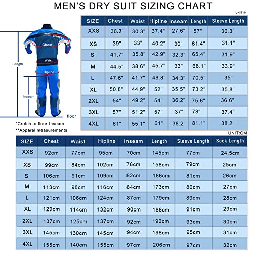 Men's Waterproof Padding Drysuit Breathable Kayak Dry Suit (Small) #TOP4