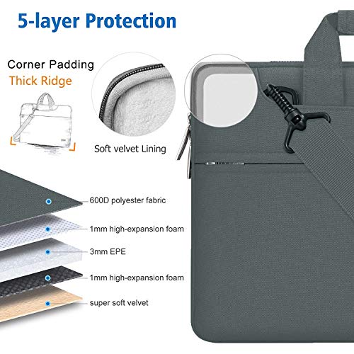Image of Hseok 17.3 Inch Laptop Shoulder Bag, Water-Resistant & Shockproof Protective Computer Case Compatible with 17.3 inch Dell Asus HP Lenovo Acer MSI Notebooks,Dark Gray