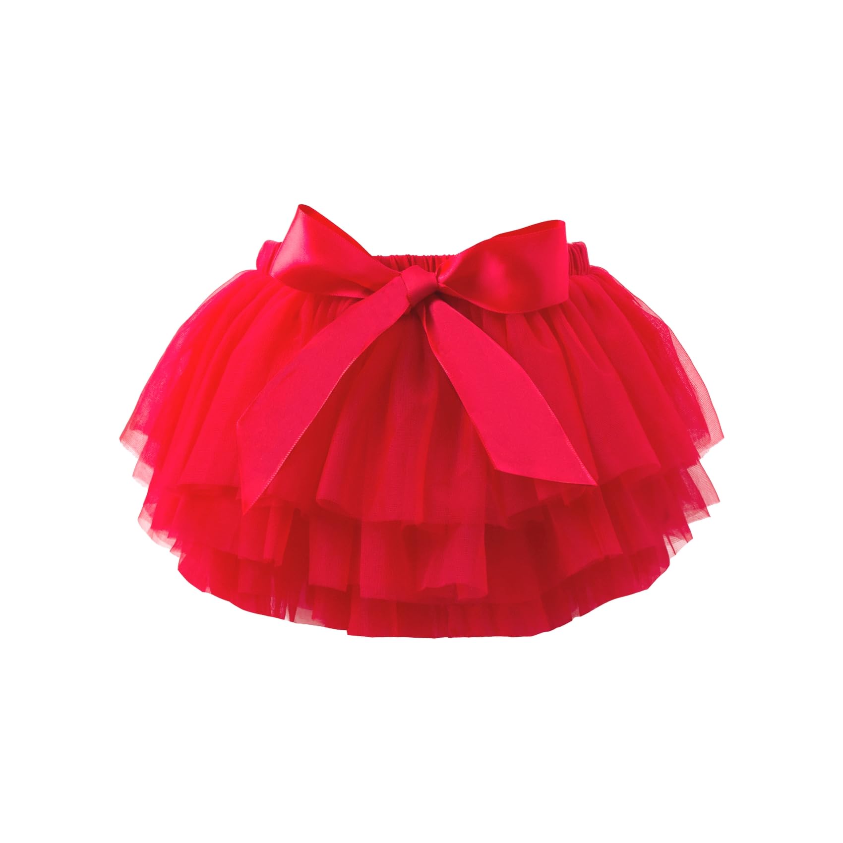 Baby Girls Tulle Tutu Skirt Elastic Waist Bow Layered Party Skirt