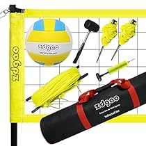 Zdgao Outdoor Portable Volleyball Net System - Adjustable Height Poles with Soft Volleyball Ball, Pump, Boundary Line, and Carry Bag for Backyard, Beach, Lawn