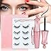 tuokiy 4 Pairs Reusable Magnetic Eyelashes, Magnetic Eyeliner And Lashes, Magnetic Eyelash, Magnetic False Lashes with Magnetic Eyeliners Kit Easy To Wear