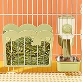 Porta Fieno Conigli, Set di alimentazione 3 in 1 con ciotola per cibo e imbuto sospeso per...