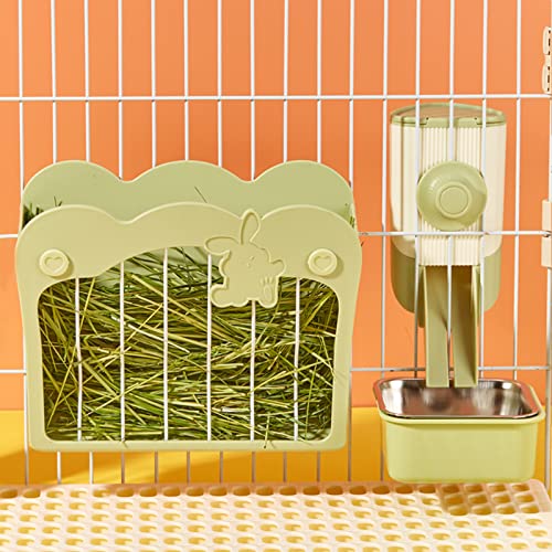 Heuraufe Kaninchen, 3-in-1-Futterset mit Futternapf und Hängetrichter für den Käfig, Heufütterung...