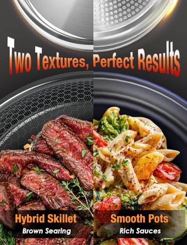 Image of DUXANO Ceramic Pots and Pans Set Non Stick, 2026 Upgraded Hybrid Frypan, 1.5&2 QT Saucepans with Lid, Oil-less Cooking, PFAS Free Non Toxic, Induction Ready,Oven&Dishwasher Safe,Removable Handle,12PC