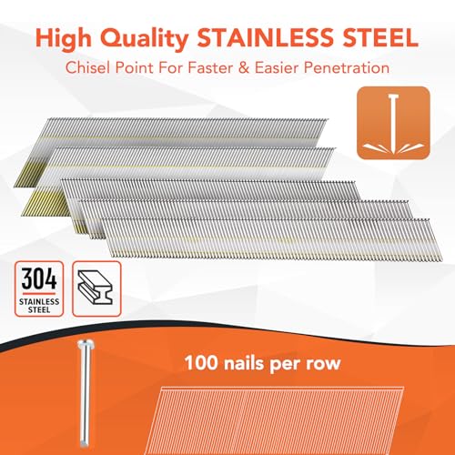 Image of PINOZE 15 Gauge DA Stainless Steel Angled Finish Nails, 34-Degree, 900-Pack (2-1 /2 inch, 2 inch, 1-1 /4 inch 300 Per Sizes), Assorted Size Project Pack, for Pneumatic, Electric Angled Finish Nailer Gun