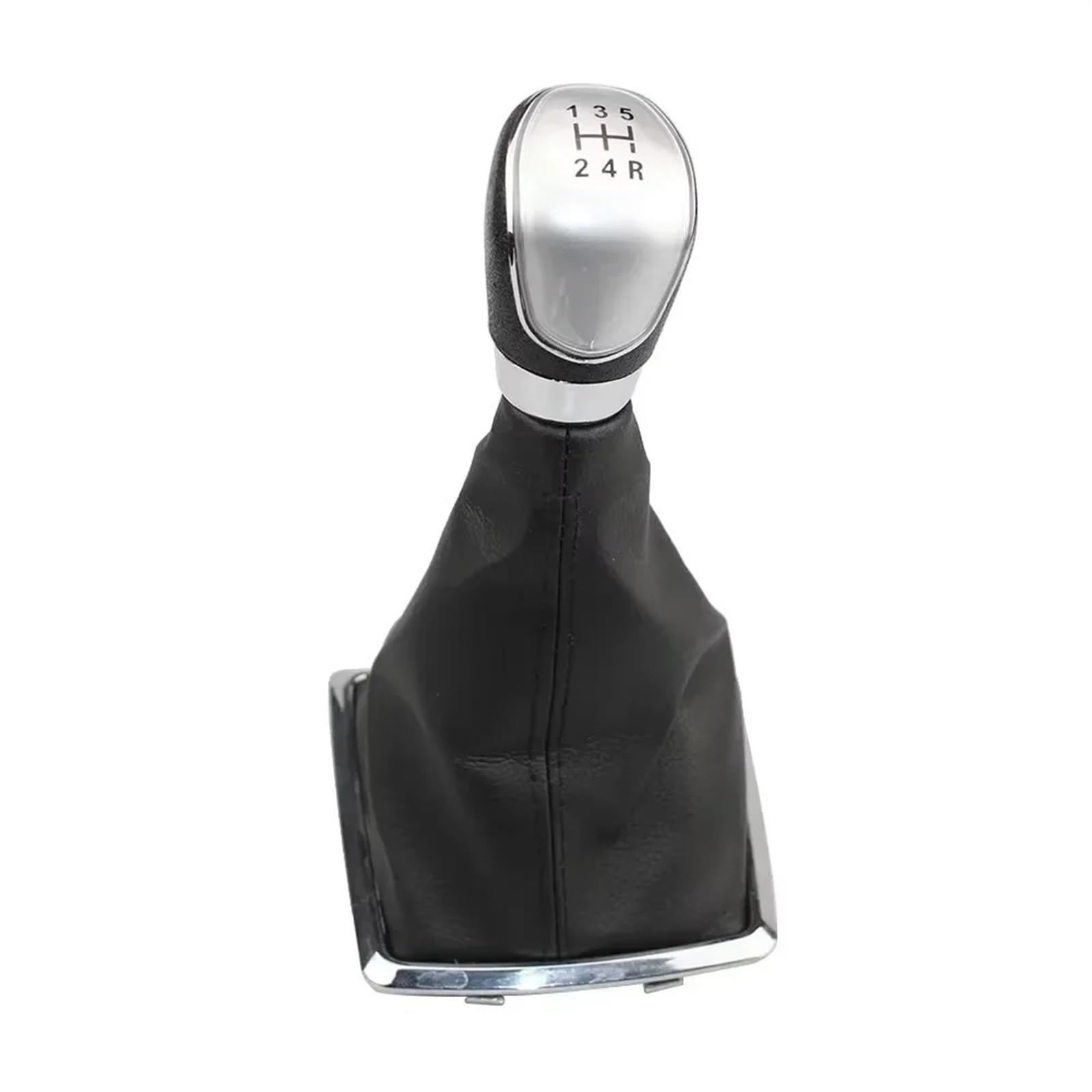 Tnbru Silver 5 Speed Gear Shift Head For Focus 2 Mk2 2005-2008 (Small Frame) 5/6 Speed Gear Shift Knob Lever Handball Gaiter Boot Leather Cover(Silver 5 Speed)