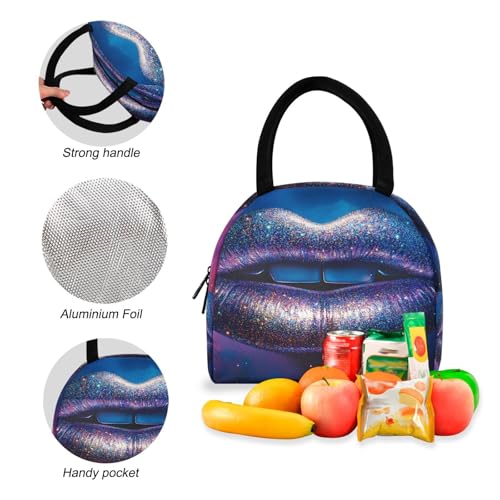 Backpack Lunch Bag Set Abstract Lip Print, Big Storage Travel Backpacks with Insulated Lunch Box for Office Hiking Picnic4