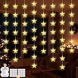 Lewondr 120 LED Stern Vorhang Lichter, 3 Stück Hängende Lichterkette mit 6H Timer & 8 Modi, Batterien Weihnachtsbeleuchtung String Lichter für Weihnachten Hochzeitsfeier Indoor Dekor, Warme Licht