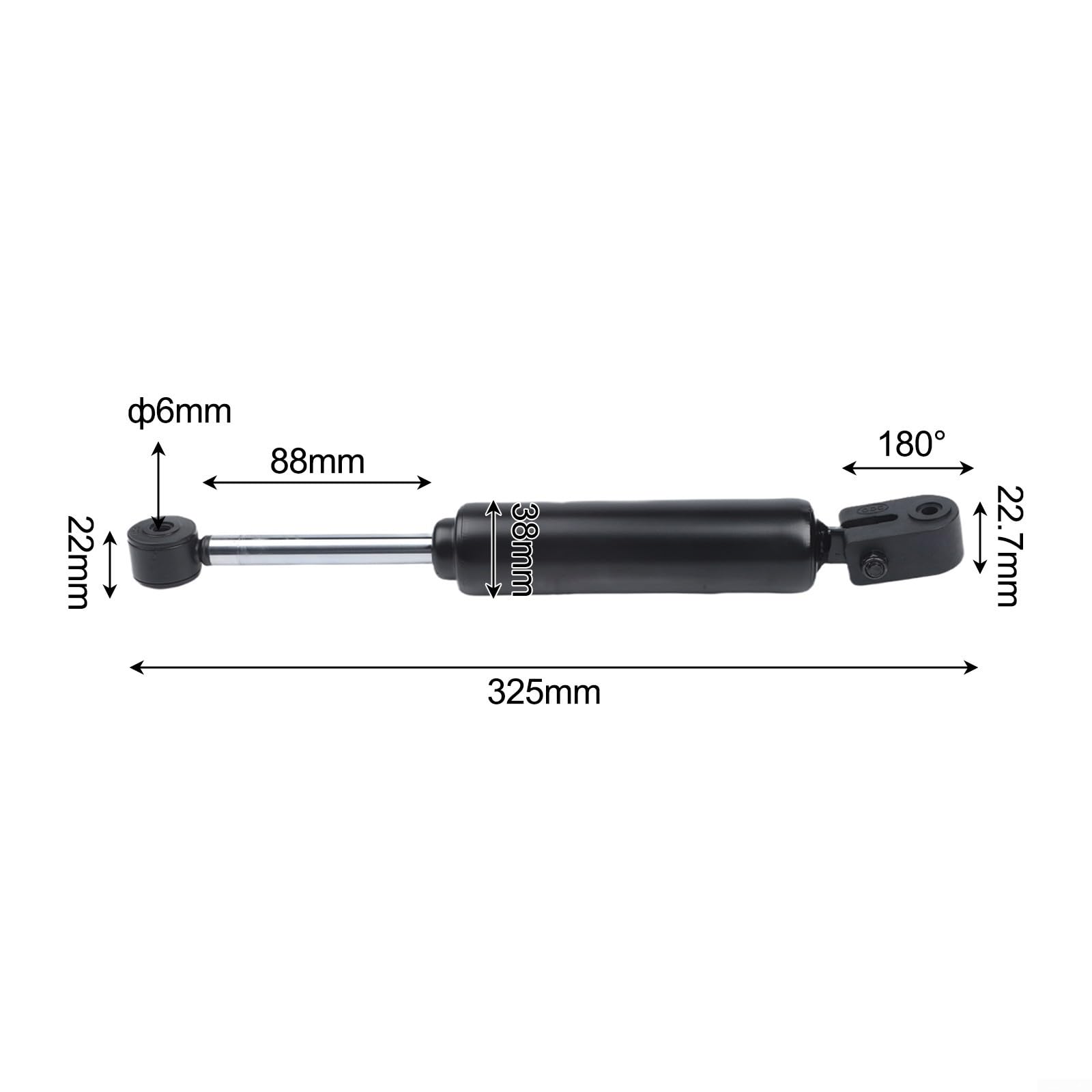 Stepper Ammortizzatore idraulico di ricambio in acciaio inox 6 mm Diametro di installazione 88 mm Viaggio 210 mm Distanza tra i fori per parti di attrezzature per il fitness