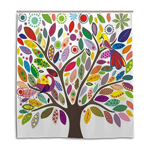 Rideau de douche anti éclaboussures imperméable motif arbre multicolore - 2