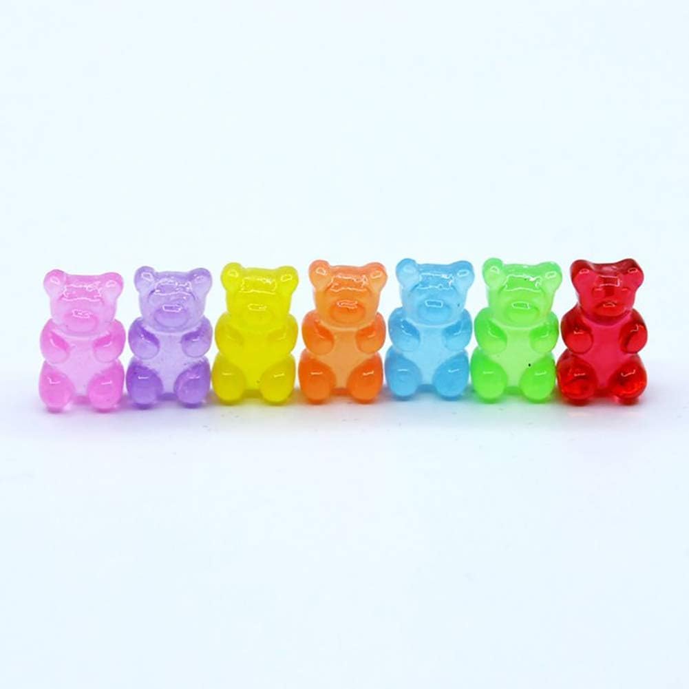 100 Pcs Resin Gummy Bear Candy Necklace Charms Cute Keychain Pendant Necklace Pendant for DIY Decoration Dollhouse DIY
