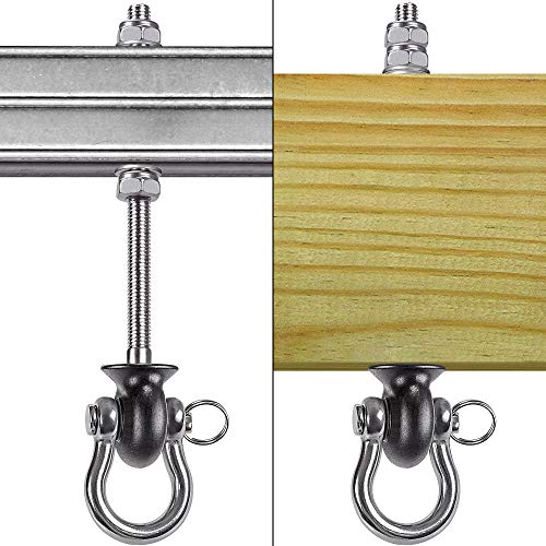 Dolibest DBSH-01-1 Set Of 4 Permanent Antirust Stainless Steel 304 Heavy Duty Swing Hangers, Playground Porch Yoga Seat,For Wood And Steel Beam Yoga Hammock Chair Punching 1500Lb Capacity,180° Swing,9.64'' thumb #4