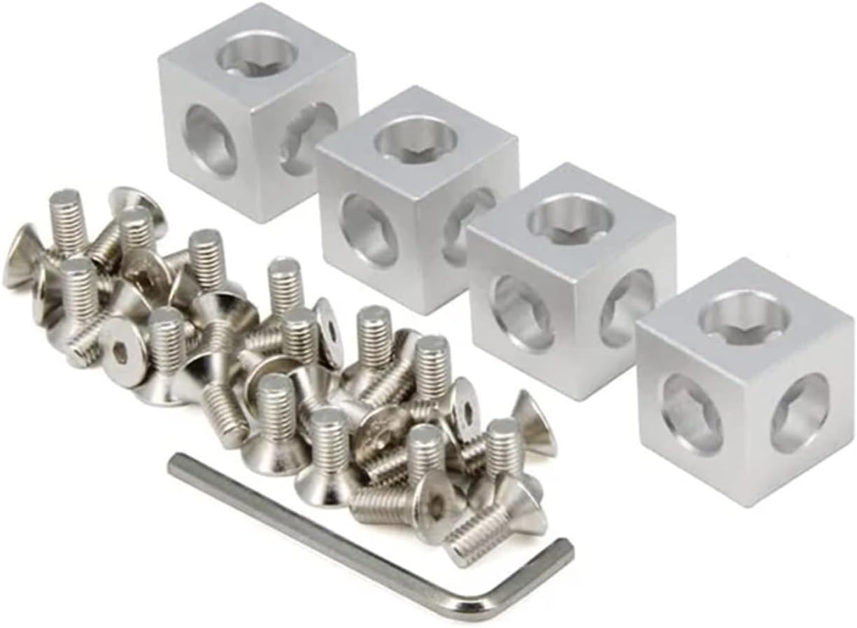 2020 Angle Bracket Set 2020 Aluminum Profile 4pcs Angle Bracket + 12pcs M6 Screws Aluminum Extrusion Profile(Silver)