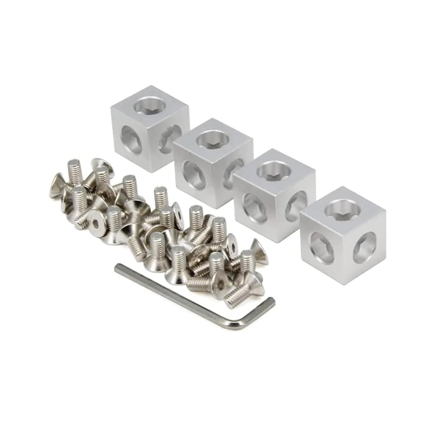 2020 Angle Bracket Set 2020 Aluminum Profile 4pcs Angle Bracket + 12pcs M6 Screws Aluminum Extrusion Profile(Silver)