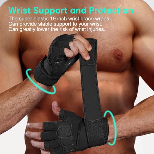 Image of Anti-Slip Weight Lifting Gloves for Men & Women - Breathable Gym Gloves with 5mm Gel Padding & Wrist Support for Crossfit /Powerlifting (S-XL)