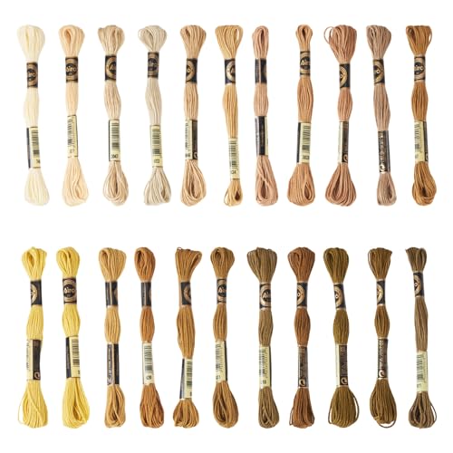 Image of FASHEWELRY 192.5 Yards Crewel Cross Stitch Threads Brown Yellow Embroidery Thread Bulk 1mm Polyester Embroidery Floss Thread for Jewelry Making Bracelet Knitting Stitch Supply