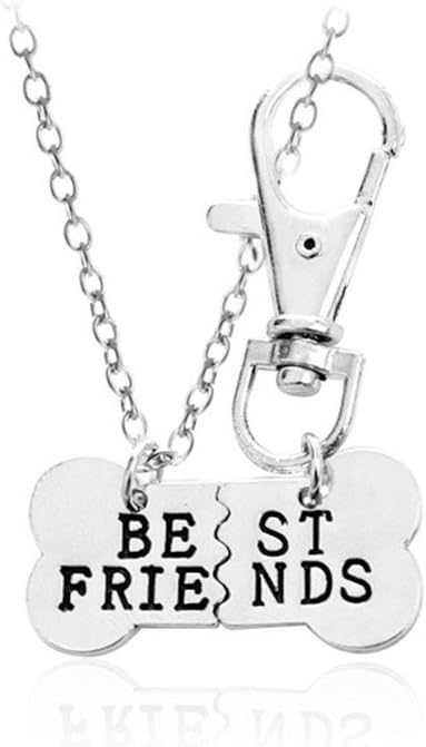 BFF Friendship Necklace Key Chain Best Friends Charm Necklace Keychain Dog Bone Puzzle Pendant Matching Gift Set for 2