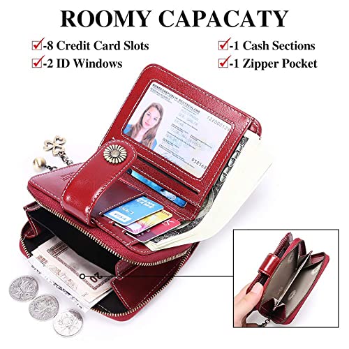 SENDEFN Purses for Women Genuine Leather Small Bifold Compact Womens Wallet with RFID Protection - Image 6