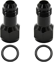 Vista 3 de 2 piezas de aluminio 6AN hembra a 6AN macho, conector adaptador de extensiones AN6 con anillo tórico, negro, longitud total: 1.476 in