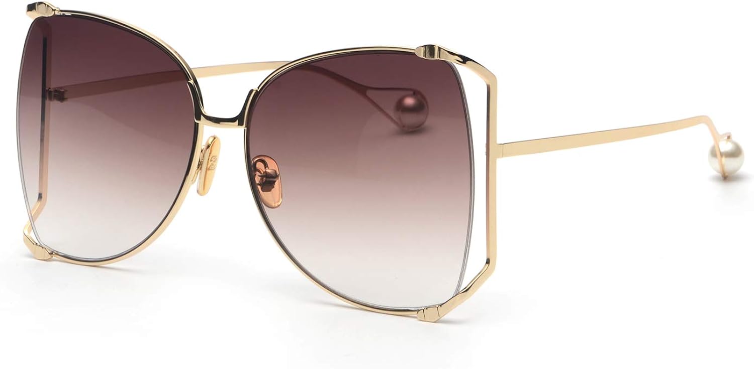 FAGUMA Oversized Semi Rimless Sunglasses For Women