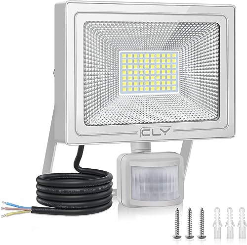 CLY 60W Faretto Led da Esterno con Sensore di Movimento, Faro Led Esterno 5200LM Faretti da Esterno 70 Leds 6500K Bianca Fredda Luce Led Esterno con sensore IP66 Impermeabile per Garage Giardino