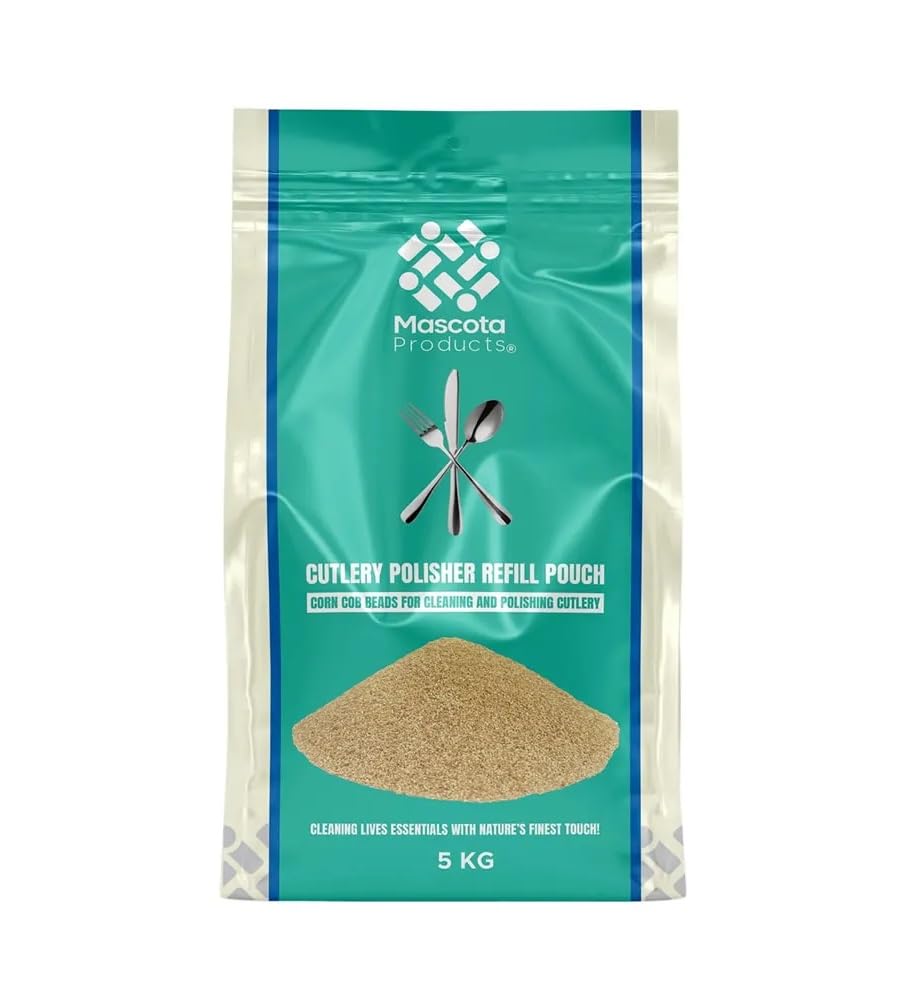 Ricarica lucidatrice per posate in pannocchia di mais, supporti biodegradabili naturali per lucidatrici professionali per posate professionali, sacchetto da 5 kg