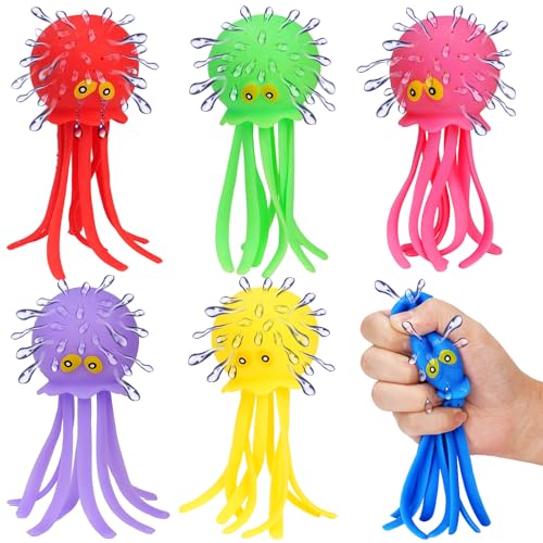 6 Pcs Octopus Water Balls Bath Toy Sensory Stress Relief Floating Pool Beach Bathtub Toy Reusable Water Bomb Splash Balls Christmas and Easter Goodie Bag Fillers for Baby Toddler Kids