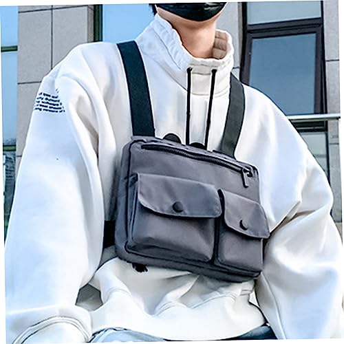 Chaleco bolsa de cofre Yardwe de nylon negro con soporte ajustable para teléfono móvil 2