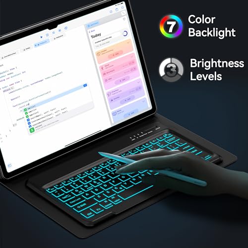 Image of for Samsung Galaxy Tab S10 Ultra /S9 Ultra /S8 Ultra Keyboard Case 14.6 inch, 7-Color Backlit, Smart Magnetic Detachable Bluetooth Keyboard, Slim Protective Folio Case with S Pen Holder, Auto Sleep /Wake