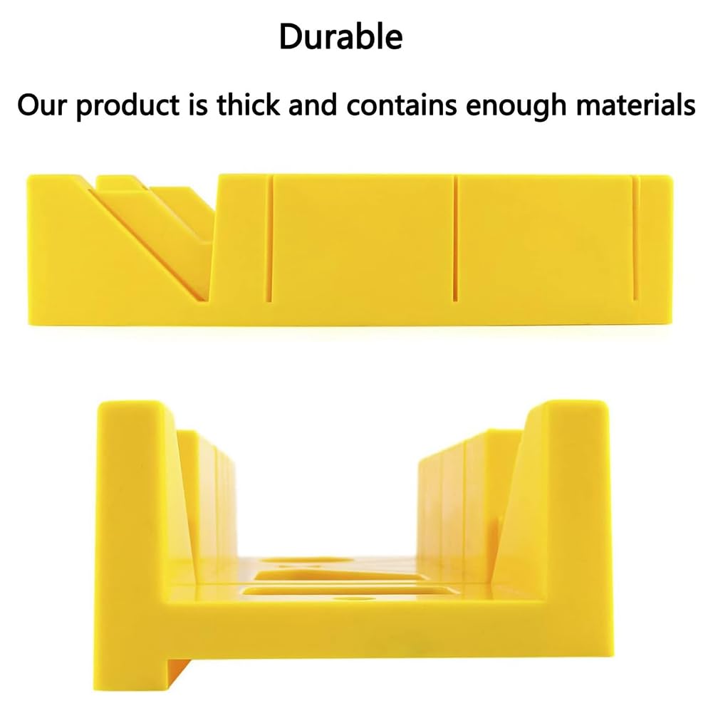 Blisfulhoks Miter Box 12 Inch, Miter Box with Ruler Graduation, 45 Degree, 135 Degree Preset Cutting Box, Yellow - Image 3