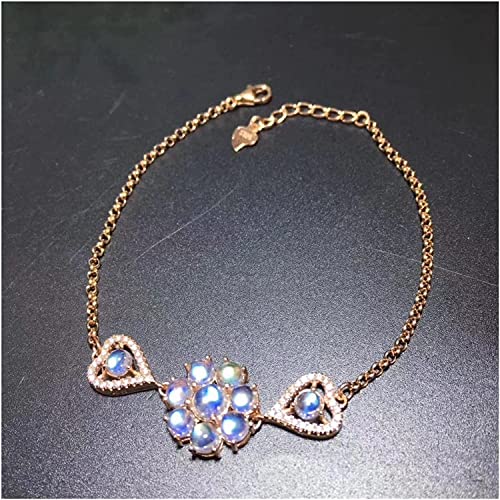 Pulsera de piedra lunar azul natural ópalo joyería fina plata 925