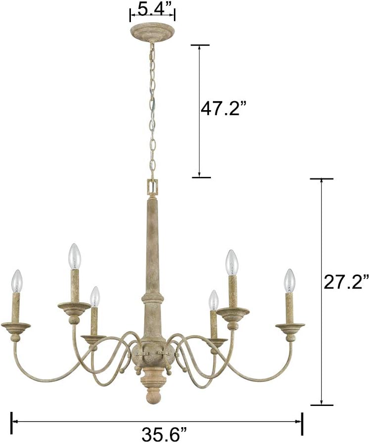 Bеѕt Dеаl Prоduсt CLAXY 6 Lights Rustic Distressed Oak Wooden Straw Candle Chandelier