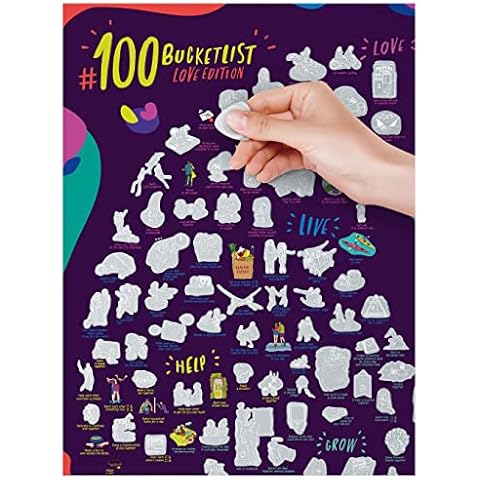 #100 BUCKETLIST Love edition Wall Poster - Scratch Off Your Love progress - Love Gaming For Motivation - Enjoy And Have Fun - Awesome Ideas for Spending Time Together - 16x24 in by 1DEA.me Cover