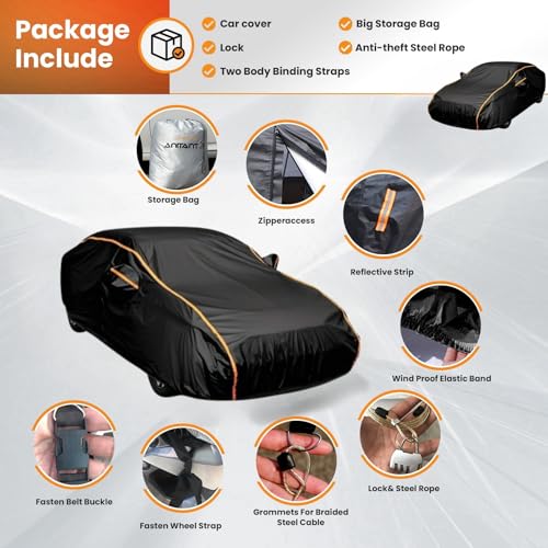 Image of Super Lightweight Small Car Cover,Rain UV Protector Outdoor Car Covers for Automobiles All Weather Waterproof Full Exterior Covers Fit Sedan Under 178 inch